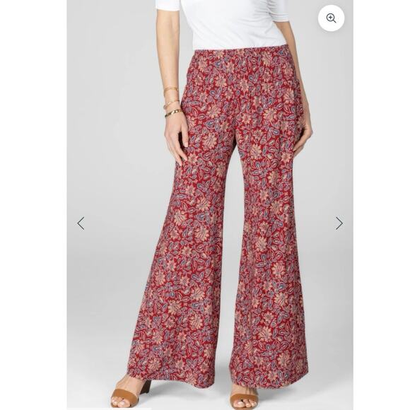 KiraGrace High Rise Wide Leg Pants Flowy Boho Travel Comfort Stretch Size Large